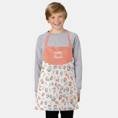 Kids Apron Red Poppies + Name エプロン (着用した状態)