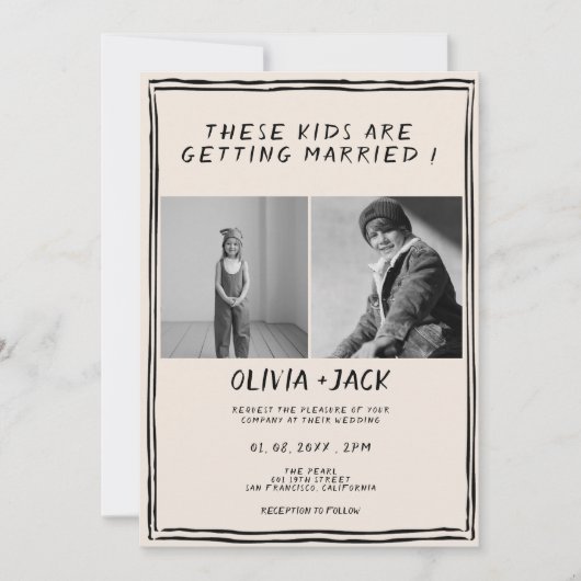 Kids Are Getting Married Photo QR Code Wedding 招待状 (正面)