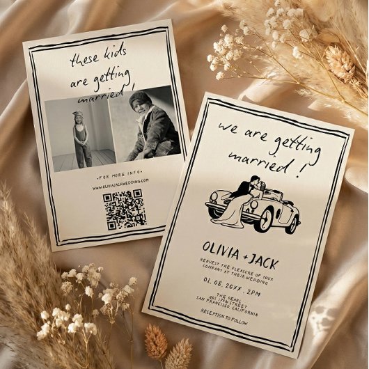 Kids Are Getting Married Photo QR Code Wedding 招待状
