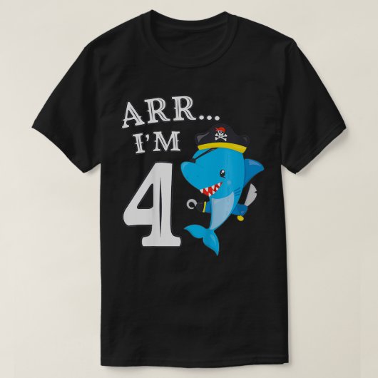 Kids ARR I'M 4 Birthday Pirate  I 4th Birthday Sha Tシャツ (デザイン正面)