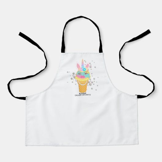 kids art apron with Eugenie Unicorn!  エプロン (正面)