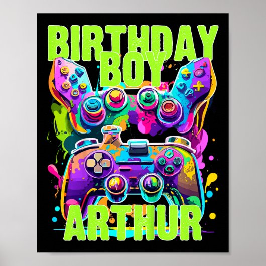 Kids Arthur Birthday Boy Video Game Birthday Gamer ポスター (正面)