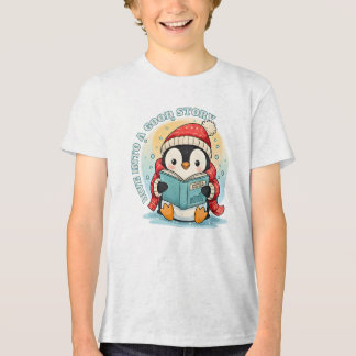 Kids' Ash Grey Reading Penguin Adventure Cotton Te トライブレンドＴシャツ