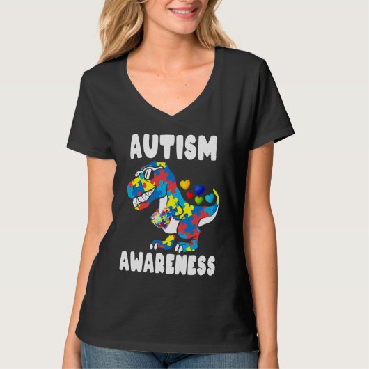 Kids Autism Awareness Dinosaur Autistic Toddler Bo Tシャツ (正面)