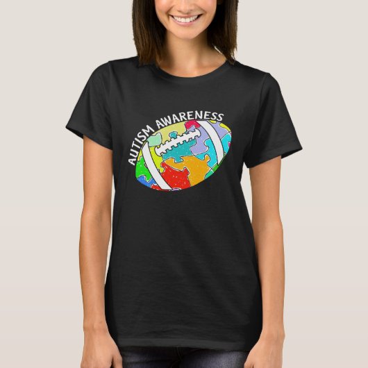 Kids Autism Rainbow Puzzle Football Autism Awarene Tシャツ (正面)