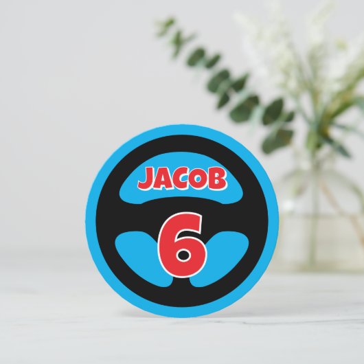 Kid's auto racing theme Birthday party invitations 招待状 (スタンド正面)