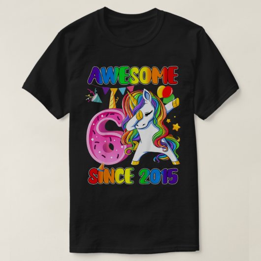 Kids Awesome Dabbing Unicorn Since 2015 6th Birthd Tシャツ (デザイン正面)