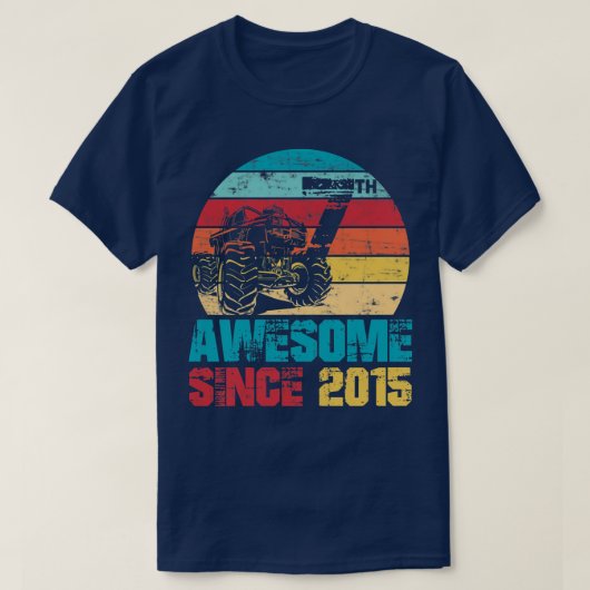 Kids Awesome Since 2015 7th Birthday Monster Truck Tシャツ (デザイン正面)