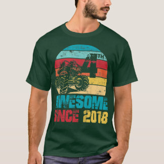 Kids Awesome Since 2018 4th Birthday Monster Truck Tシャツ