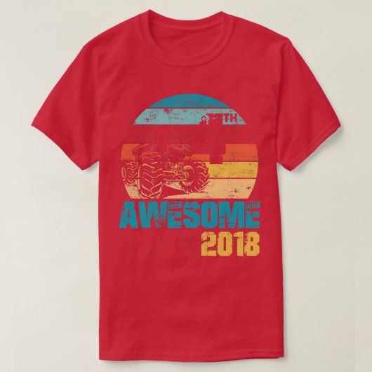 Kids Awesome Since 2018 4th Birthday Monster Truck Tシャツ (デザイン正面)