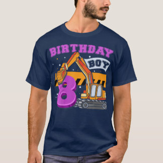 Kids B-Day Boy 8 Years Old Digger Builder Construc Tシャツ