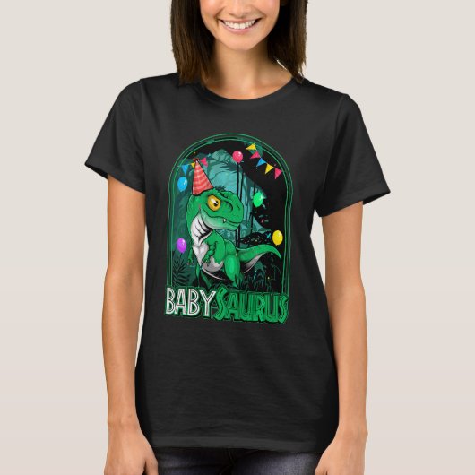 Kids Babysaurus Trex Dinosaur Boy Girl Matching Bi Tシャツ (正面)