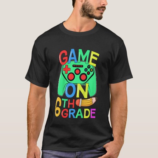 Kids Back To School Video Gamer 6th Grade Game On Tシャツ (正面)