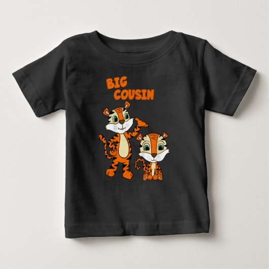 Kids big cousin boy tiger ベビーTシャツ (正面)