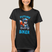 Kids Biker Motorcycle Riding Fox Boys Tシャツ (正面)