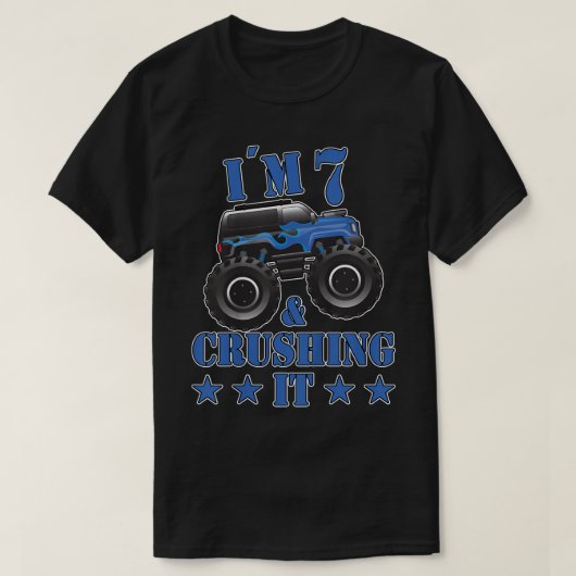Kids Birthday 7 Years Old Monster Truck Children F Tシャツ (デザイン正面)
