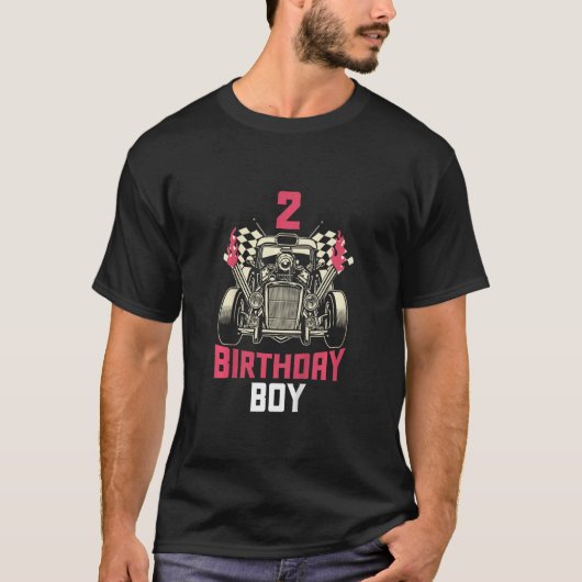 Kids Birthday Boy 2  Two Race Car 2nd Birthday Rac Tシャツ (正面)