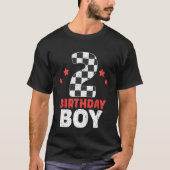 Kids Birthday Boy 2 Two Racing Flag 2nd Birthday R Tシャツ (正面)