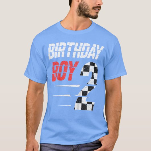 Kids Birthday Boy 2 Two Racing Flag 2nd Birthday R Tシャツ (正面)