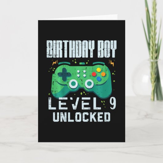 Kids Birthday Boy Level 9 Unlocked Gamer Controlle カード (正面)