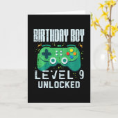 Kids Birthday Boy Level 9 Unlocked Gamer Controlle カード (黄色い花)