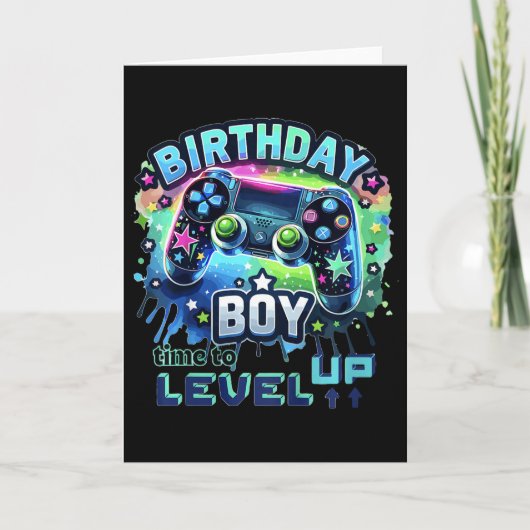 Kids Birthday Boy Level Up Gamer Controller Video  カード (正面)