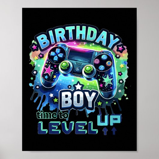 Kids Birthday Boy Level Up Gamer Controller Video  ポスター (正面)
