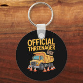 Kids Birthday Boy Three Years Old Threenager Const キーホルダー (正面)