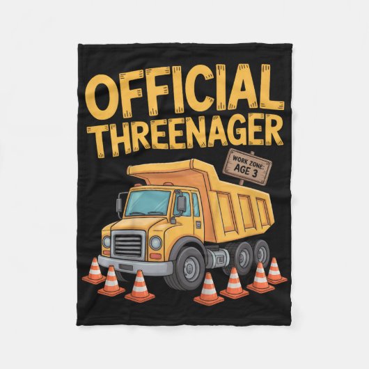 Kids Birthday Boy Three Years Old Threenager Const フリースブランケット (正面)
