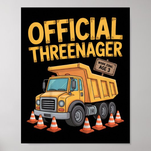 Kids Birthday Boy Three Years Old Threenager Const ポスター (正面)