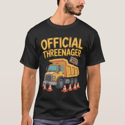 Kids Birthday Boy Three Years Old Threenager Const Tシャツ (正面)