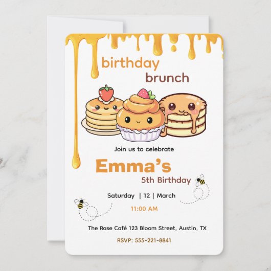 Kids Birthday Brunch Invitation | Cute Party Invit 招待状 (正面)