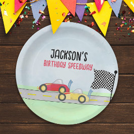 Kids Birthday Cute Boy Cartoon Race Cars Custom ペーパープレート