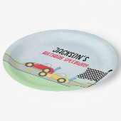 Kids Birthday Cute Boy Cartoon Race Cars Custom ペーパープレート (アングル)