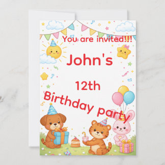 Kids birthday invitation card 招待状