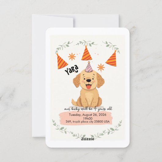 Kids Birthday Invitation Template – Customizable P 招待状 (裏面)