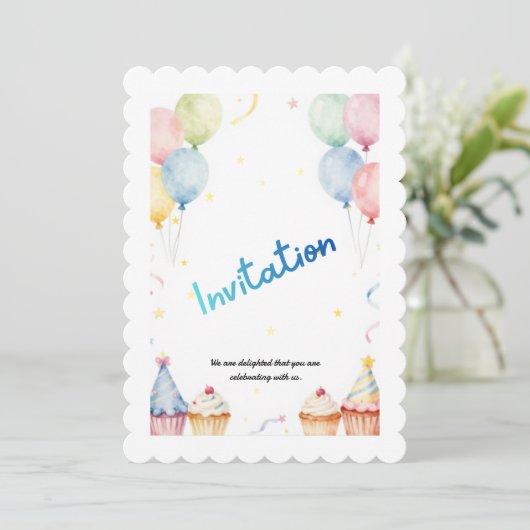 Kids Birthday Invitation Template – Customizable P 招待状 (スタンド正面)