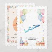 Kids Birthday Invitation Template – Customizable P 招待状 (正面/裏面)