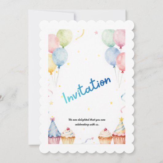 Kids Birthday Invitation Template – Customizable P 招待状 (正面)