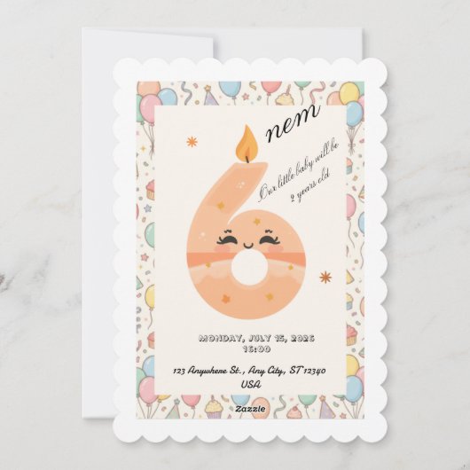 Kids Birthday Invitation Template – Customizable P 招待状 (裏面)