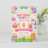 Kids Birthday Invitation | Unicorn, Balloons 招待状 (スタンド正面)