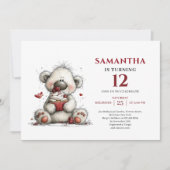 Kids Birthday Invitation Whimsical Teddy Bear 招待状 (正面)