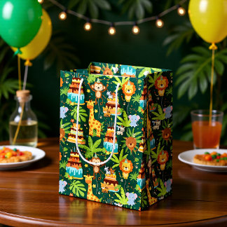 Kids Birthday Jungle Themed Gift Bag ミディアムペーパーバッグ