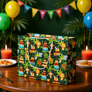 Kids Birthday Jungle Themed Gift Bag ラージペーパーバッグ