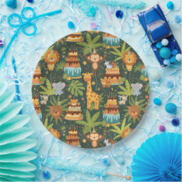 Kids Birthday Jungle Themed Paper Plates ペーパープレート