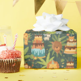 Kids Birthday Jungle Themed Wrapping Paper ラッピングペーパー