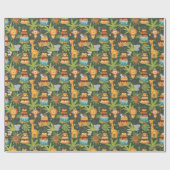 Kids Birthday Jungle Themed Wrapping Paper ラッピングペーパー (フラット)