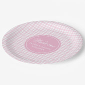 Kids Birthday Paper Plates Pink Plaid Elegant Gift ペーパープレート (アングル)