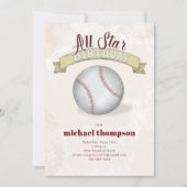 Kid's Birthday Party Vintage Baseball Custom 招待状 (正面)