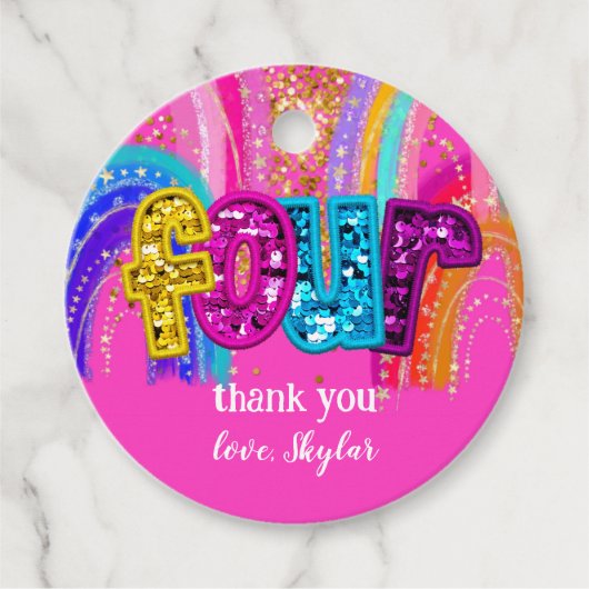 Kids Birthday Rainbow Party Design フェイバータグ (正面)